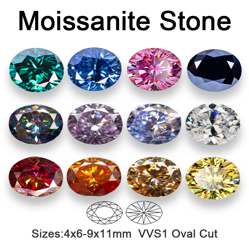 Jewelry Making Machines - Moissanit-Losesteine VVS1 Ovalschliff in verschiedenen Farben,